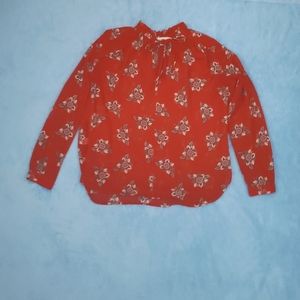 LOFT dark orange floral blouse